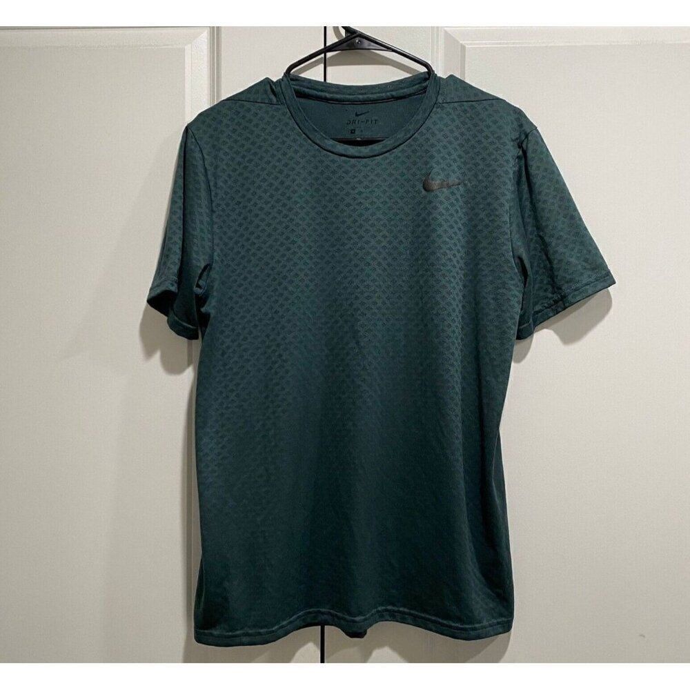 Nike Men's - M - Dri-Fit Mesh Training T-shirt Dark Green Workout Gym